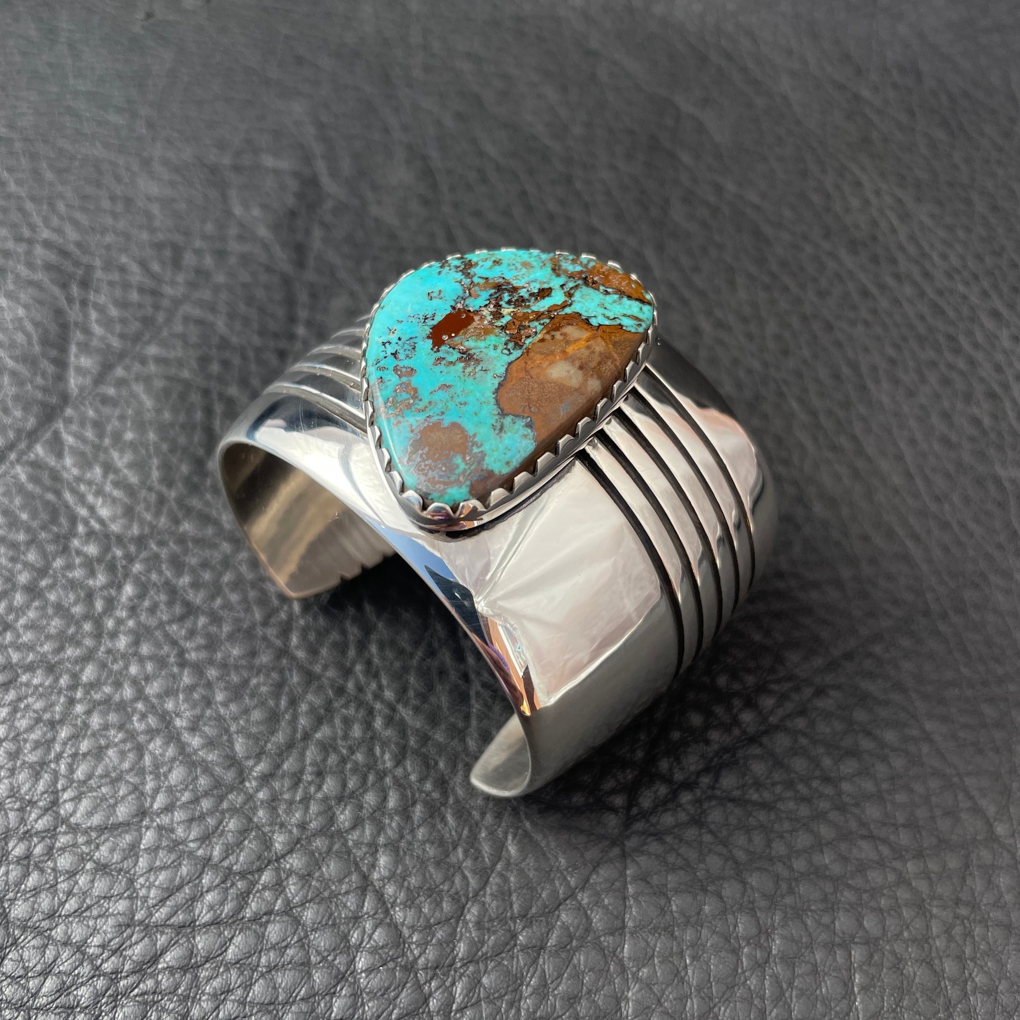 M Lined Cuff w/ Blue Diamond Turquoise