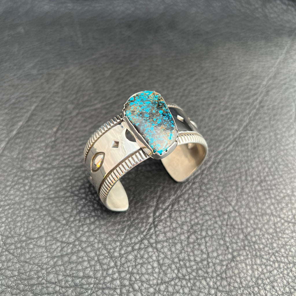L Godbur/ Burnham Turquoise Stamped Cuff