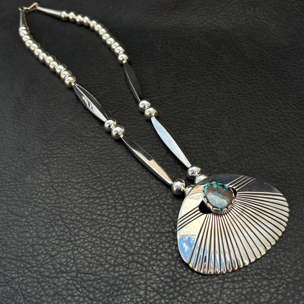 Blue Bird Turquoise Pendant with ‘Legacy Long Beads™️’ 24” Necklace