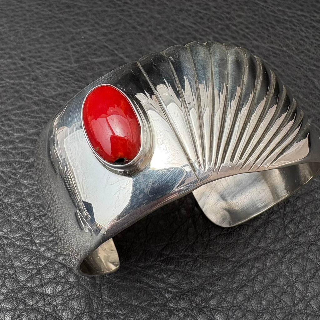 M/L Cuff with Mediterranean Coral 1 1/8" wide