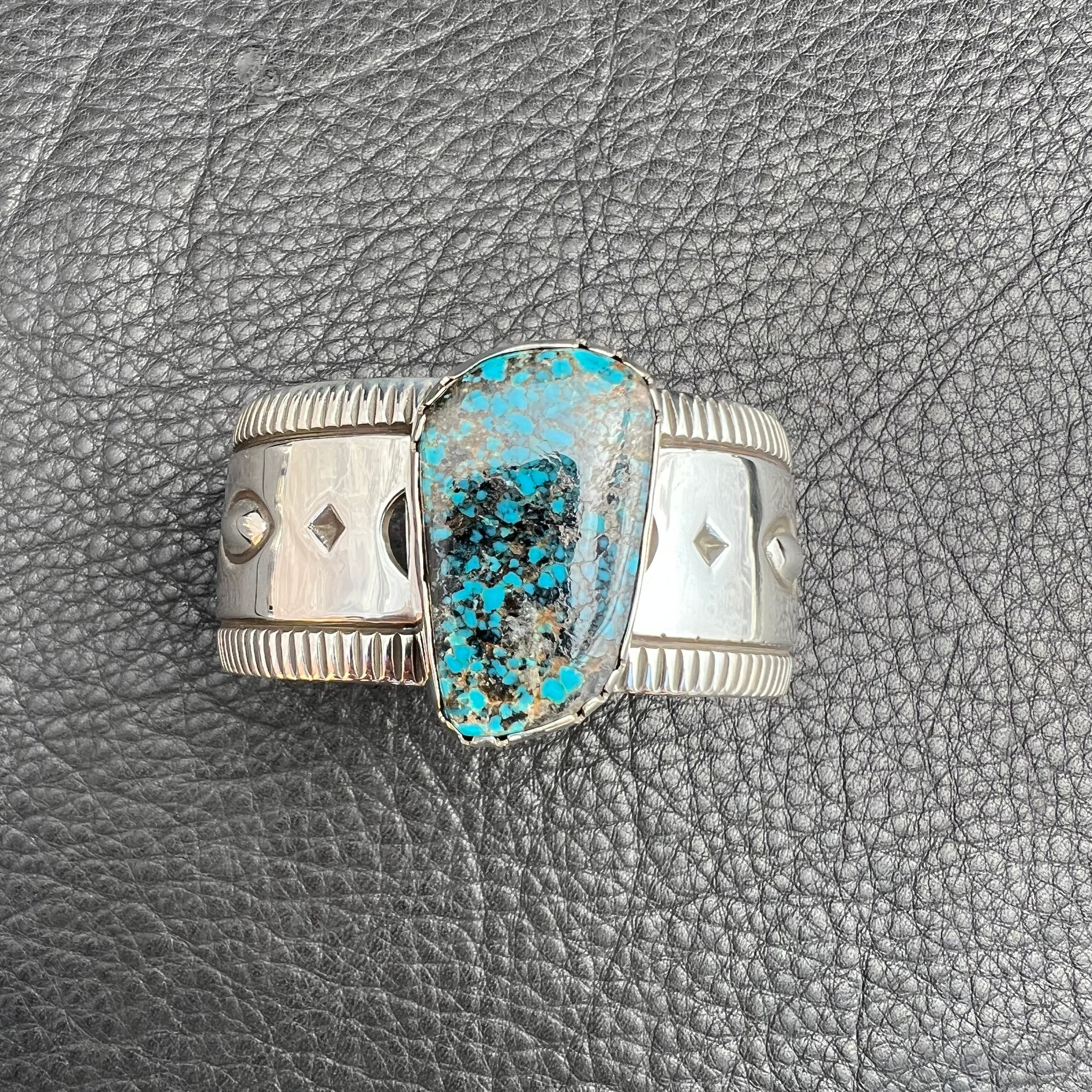 L Godbur/ Burnham Turquoise Stamped Cuff