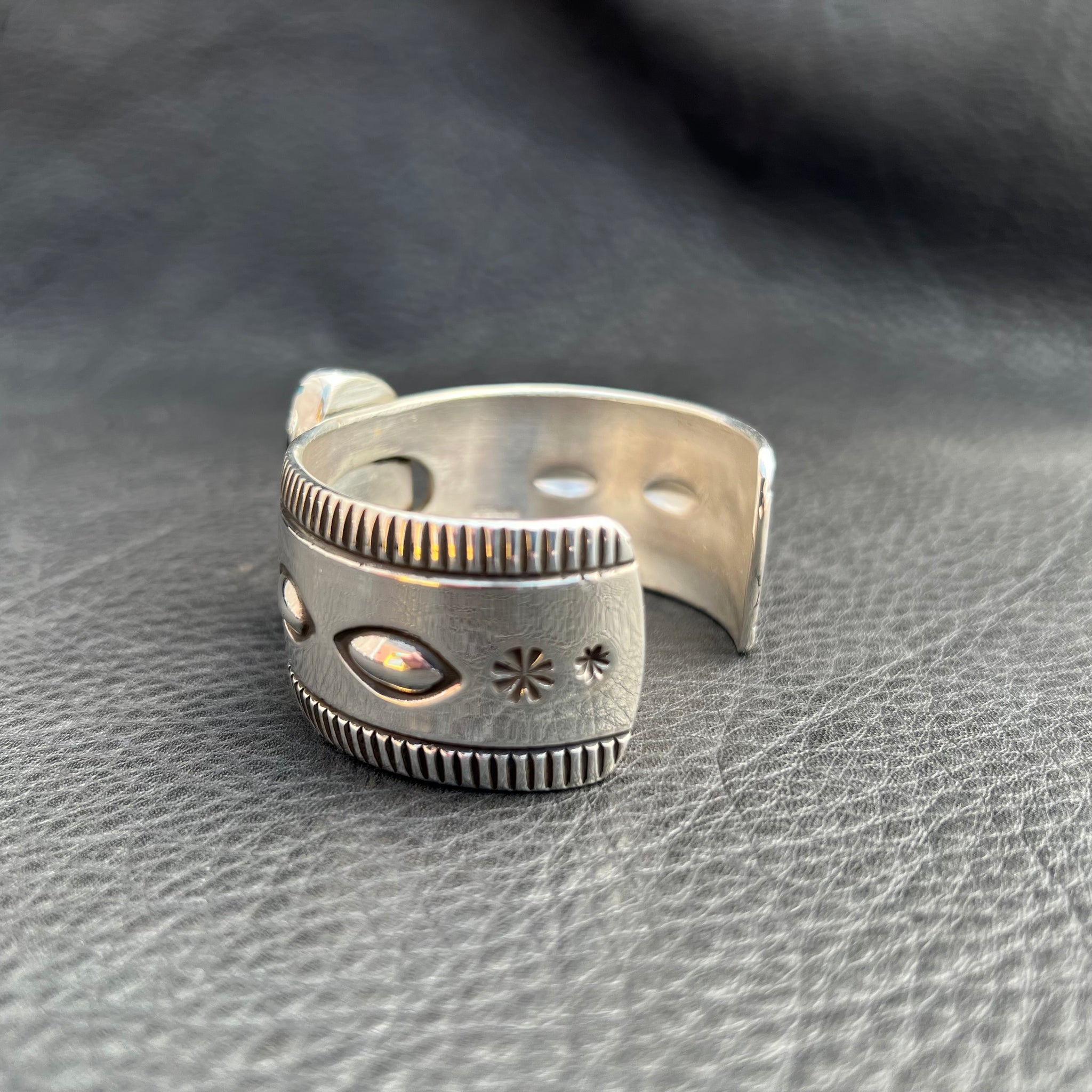 L Godbur/ Burnham Turquoise Stamped Cuff