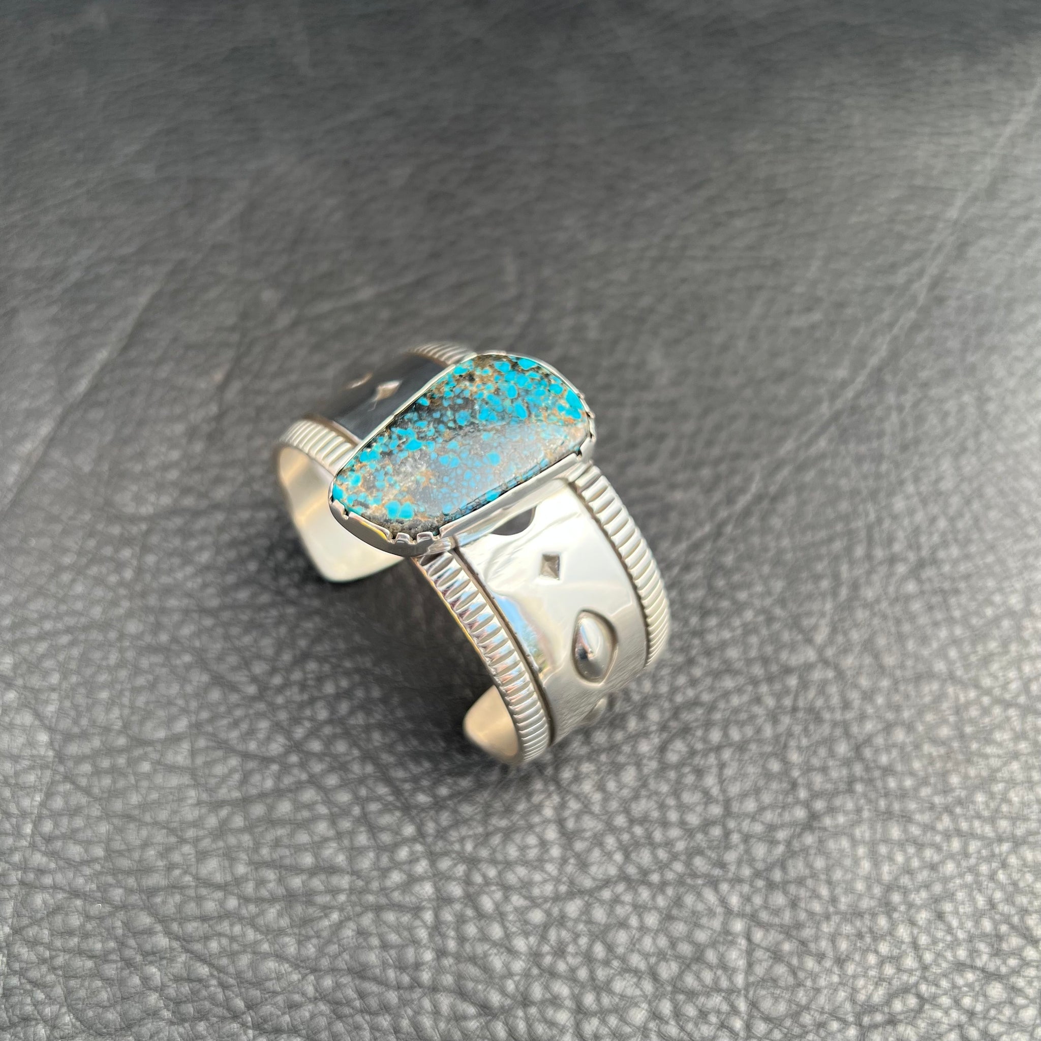 L Godbur/ Burnham Turquoise Stamped Cuff