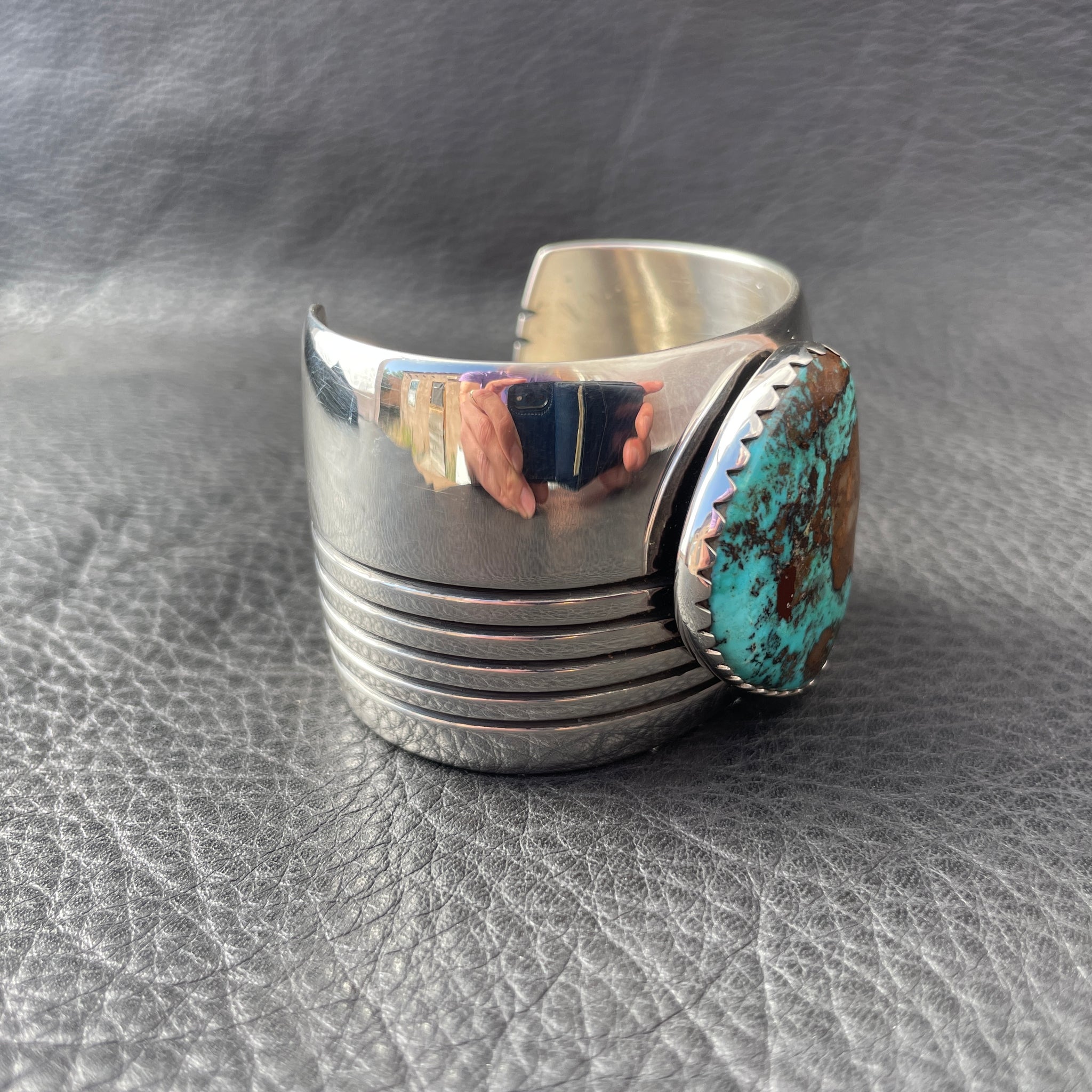 M Lined Cuff w/ Blue Diamond Turquoise