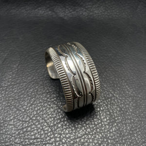 M/L “Traditional Design” Stamped Silver Cuff