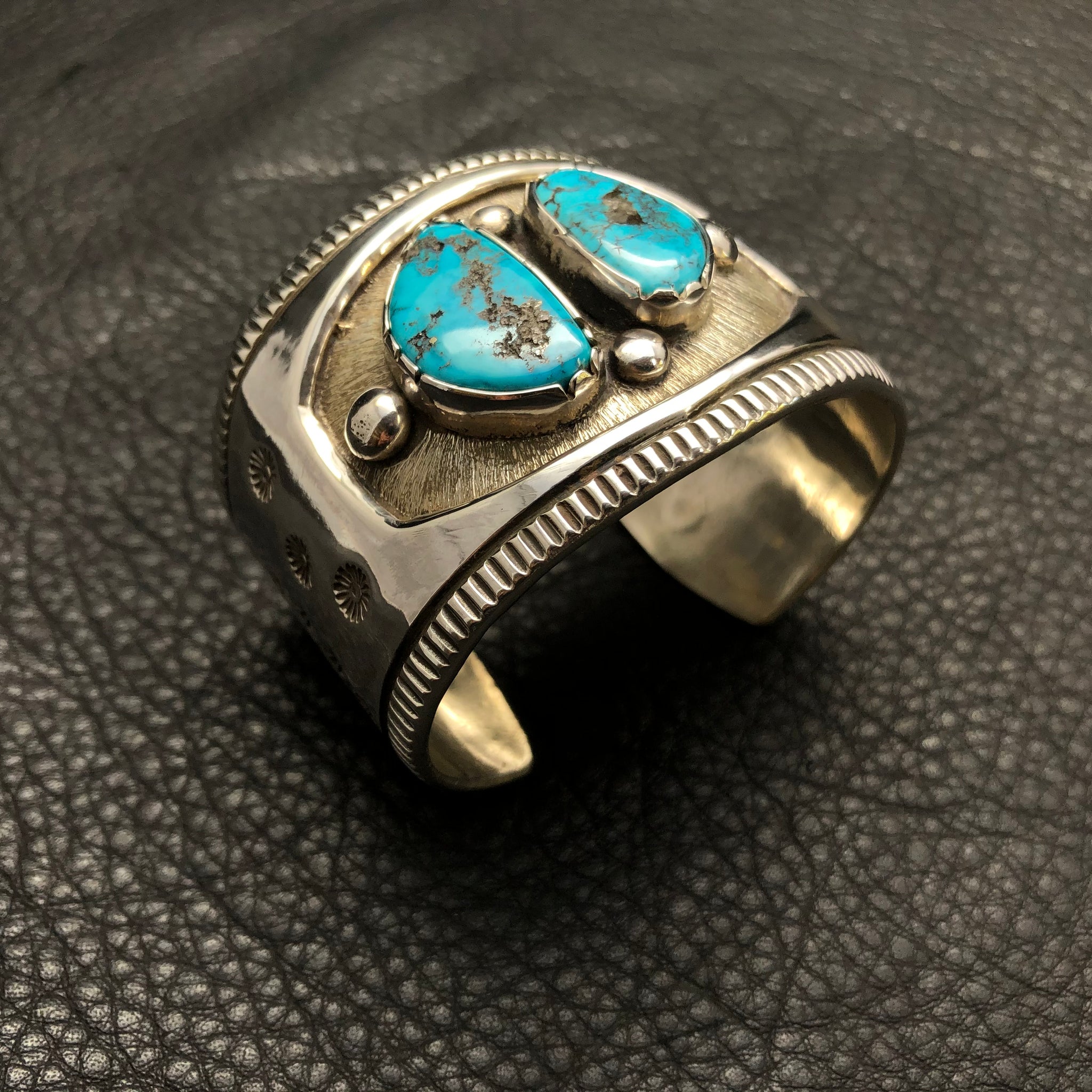L Heavy Ingot Cuff w/ Red Mountain Turquoise