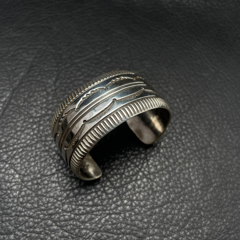M/L “Traditional Design” Stamped Silver Cuff