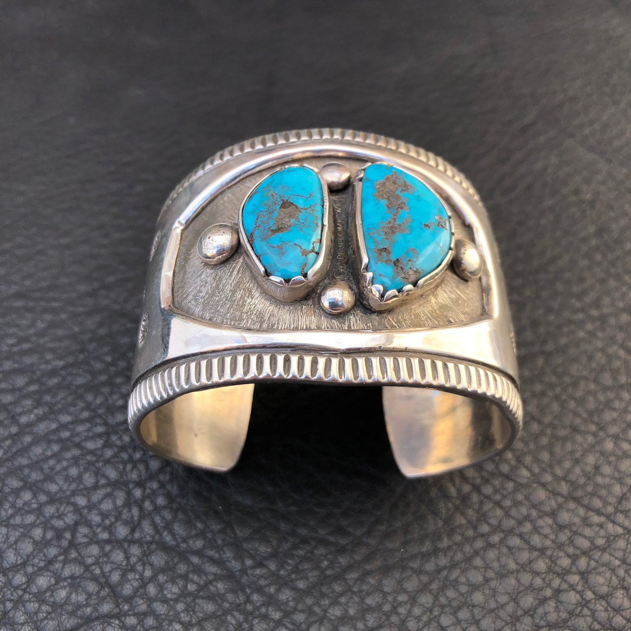 L Heavy Ingot Cuff w/ Red Mountain Turquoise