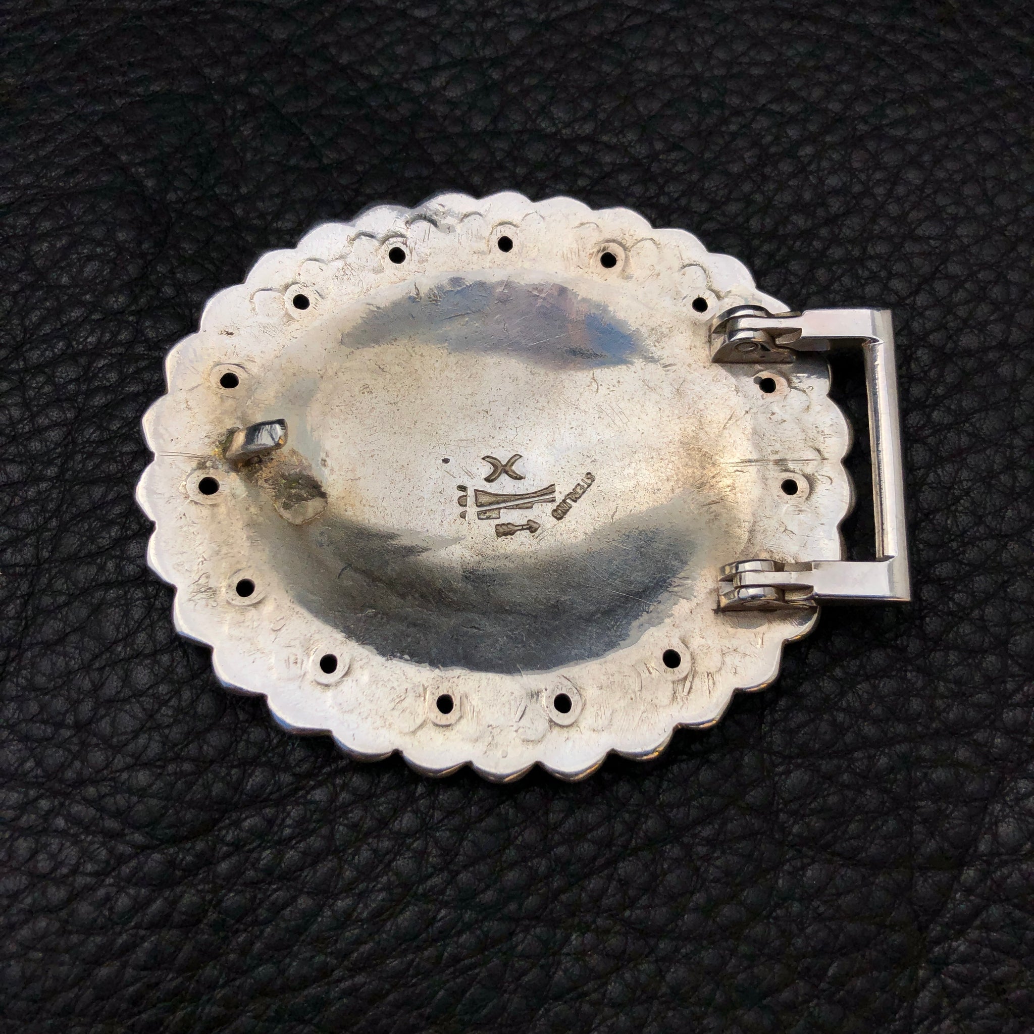 Classic Stamped Silver Concho Buckle