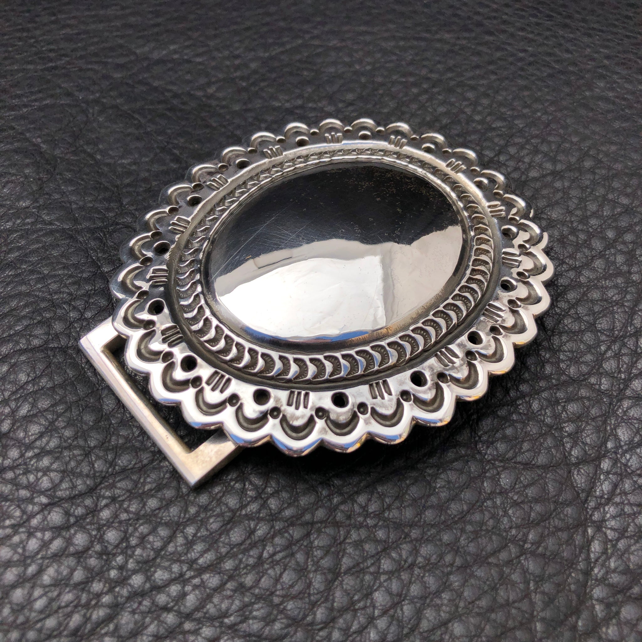 Classic Stamped Silver Concho Buckle