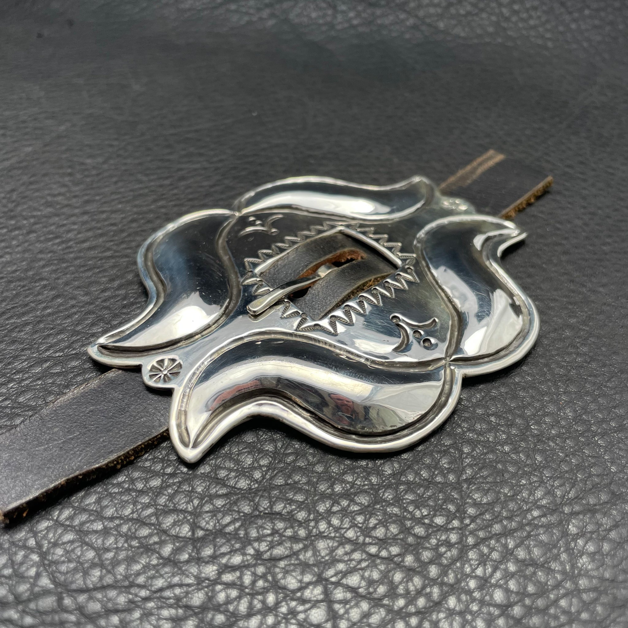L Repousse Silver Buckle